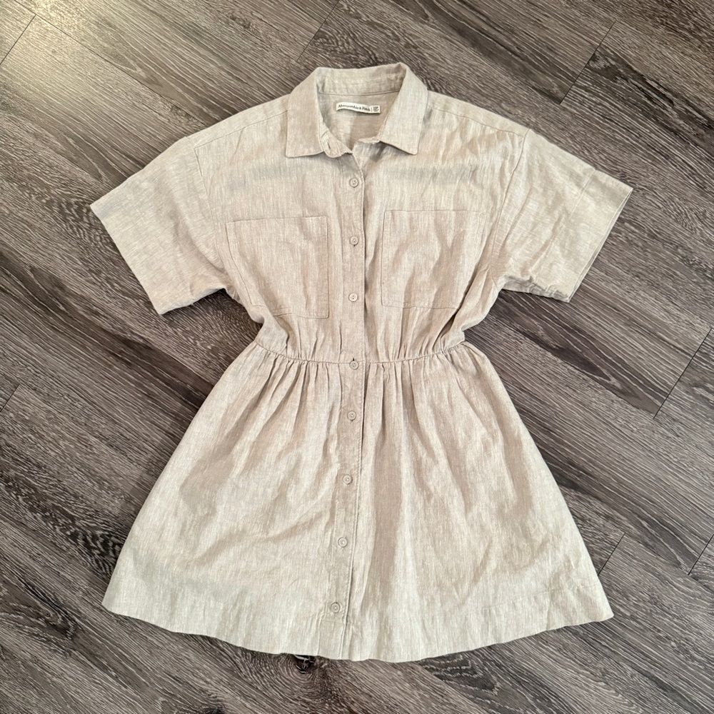 Abercrombie & Fitch Linen Cotton Short Sleeve Button Up Dress